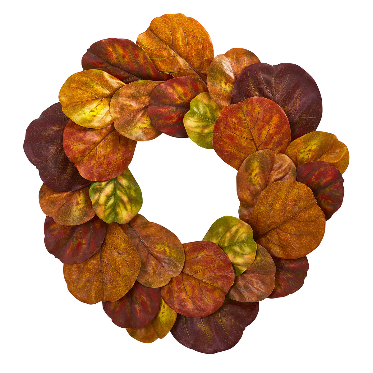 29" Fiddle Leaf Artificial Wreath by Nearly Natural