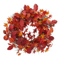 22"Japanese MapleMagnolia Leaf Berries Artificial Wreath by Nearly Natural