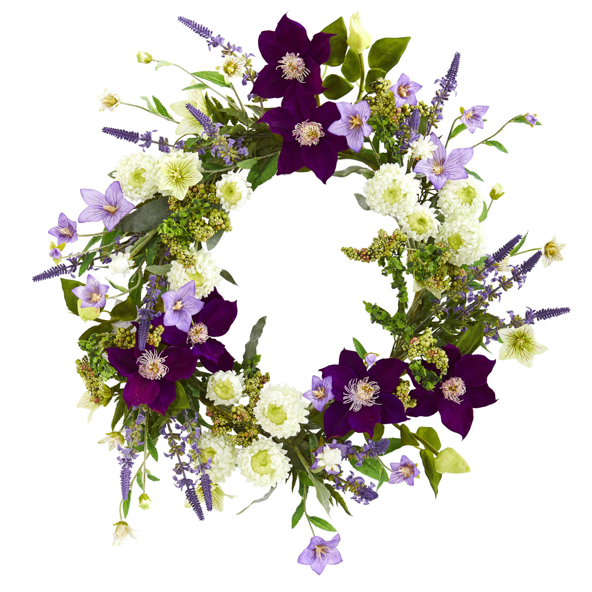22" Mixed Floral Artificial Wreath by Nearly Natural