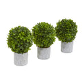 9" Boxwood Artificial Mini Topiary (Set of 3) by Nearly Natural
