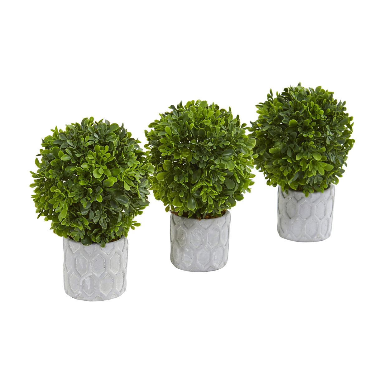 9" Boxwood Artificial Mini Topiary (Set of 3) by Nearly Natural