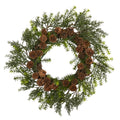 22" Cedar Grass and Pine Cone Wreath UV (Indoor/Outdoor) by Nearly Natural