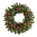 24" Frosted Wreath, 100 TPS, 50 LEDs, 6 pcs berry and 6 Orn by Nearly Natural