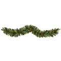 6' x 12" Garland, 130 TIPS, 50 Clear LED Lights by Nearly Natural