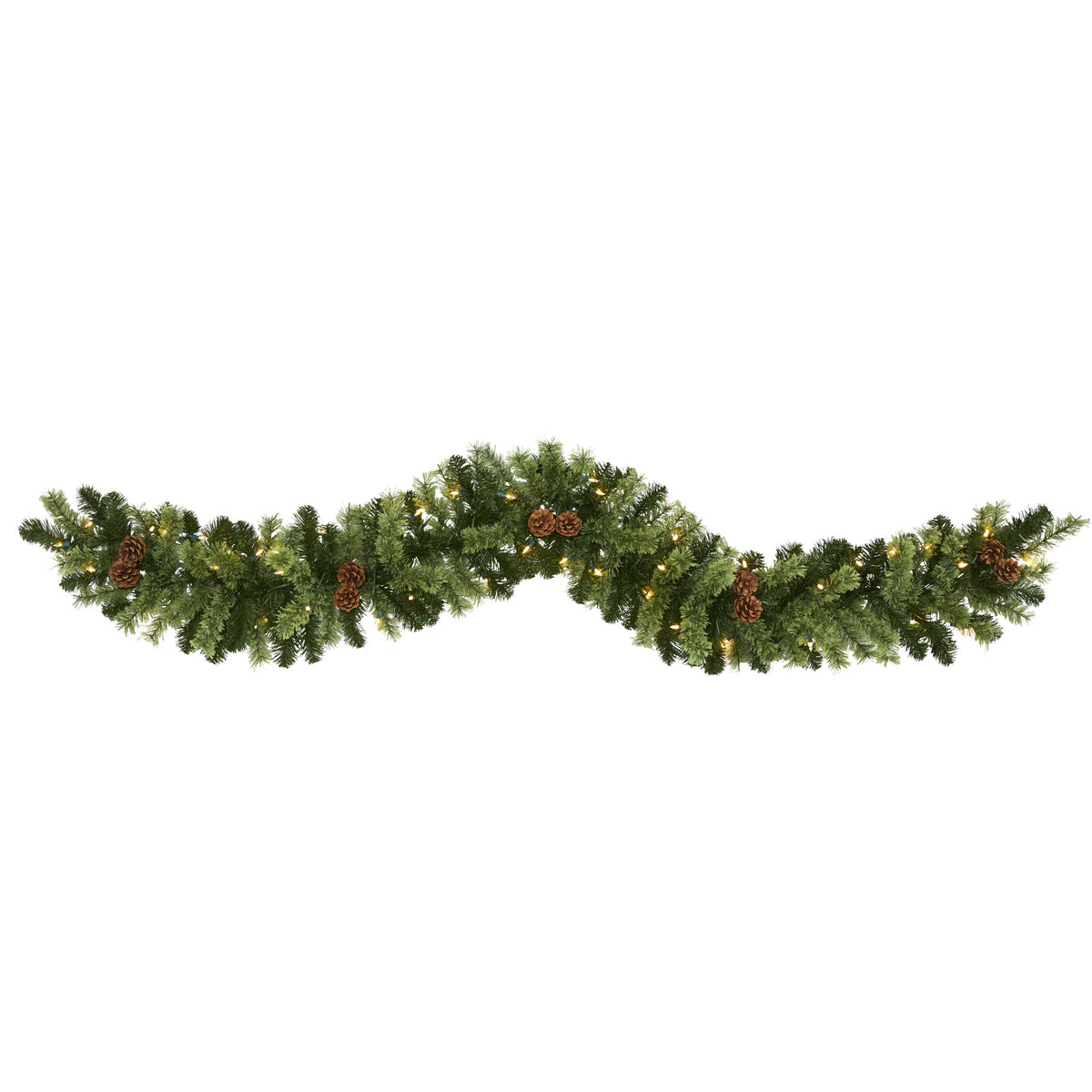 6' x 12" Garland, 130 TIPS, 50 Clear LED Lights by Nearly Natural