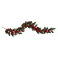 6' Apple, Berry and Pine Cone Artificial Garland by Nearly Natural