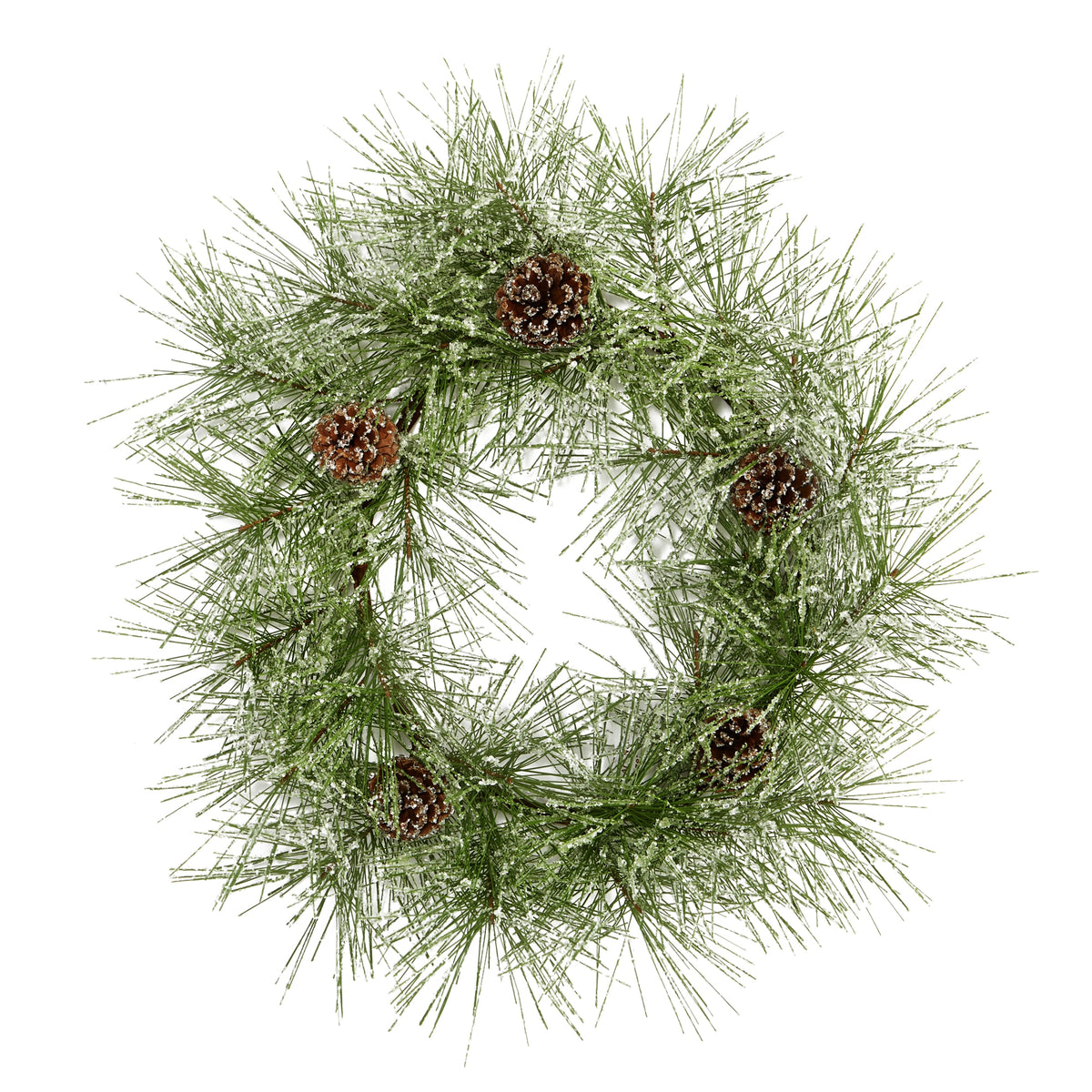 24" Iced Pine Artificial Wreath with Pine Cones by Nearly Natural