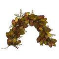 6' Autumn Magnolia Leaf and Berries Artificial Garland by Nearly Natural