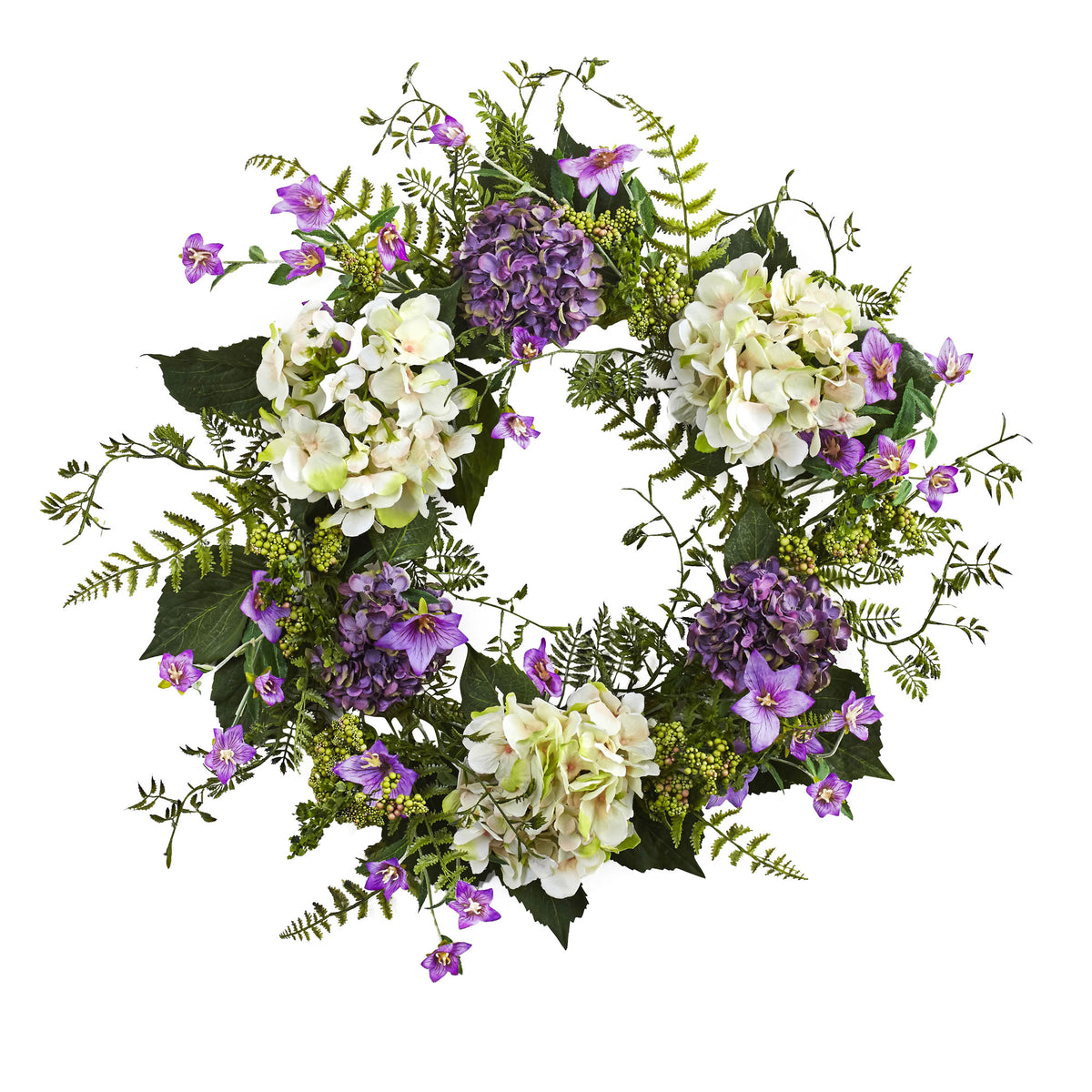24'' Hydrangea Berry Wreath by Nearly Natural