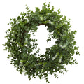18" Eucalyptus Double Ring Wreath w/Twig Base by Nearly Natural
