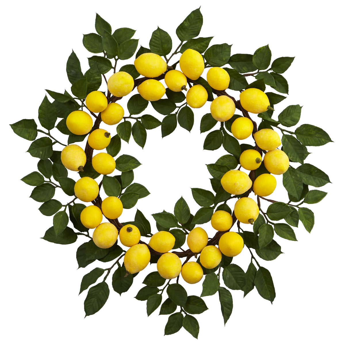 24" Lemon Wreath by Nearly Natural