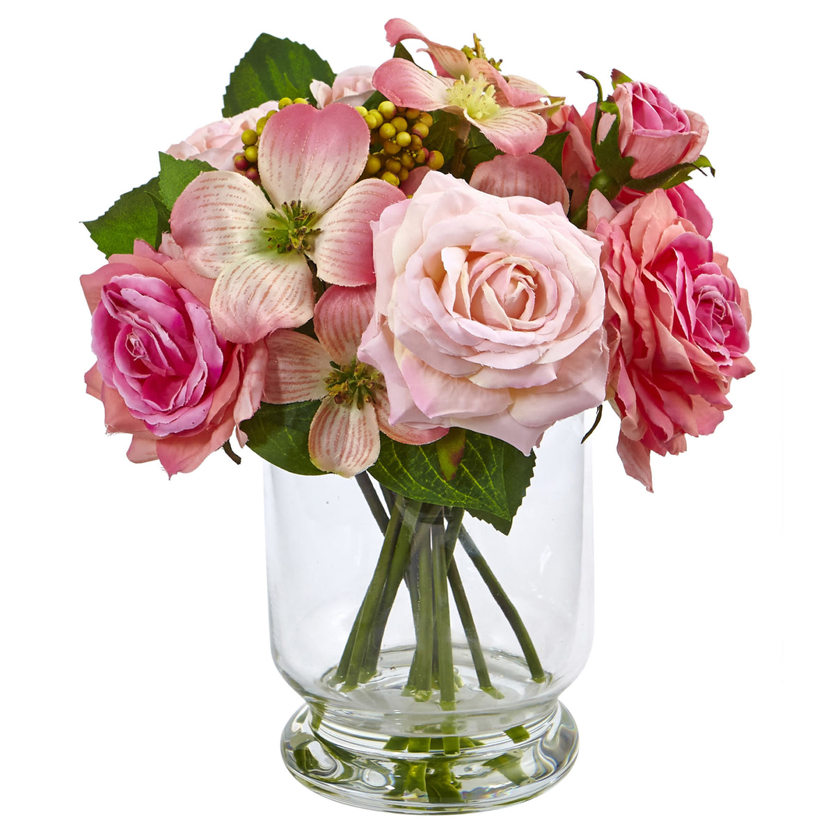 10" Rose and Berry Arrangement by Nearly Natural