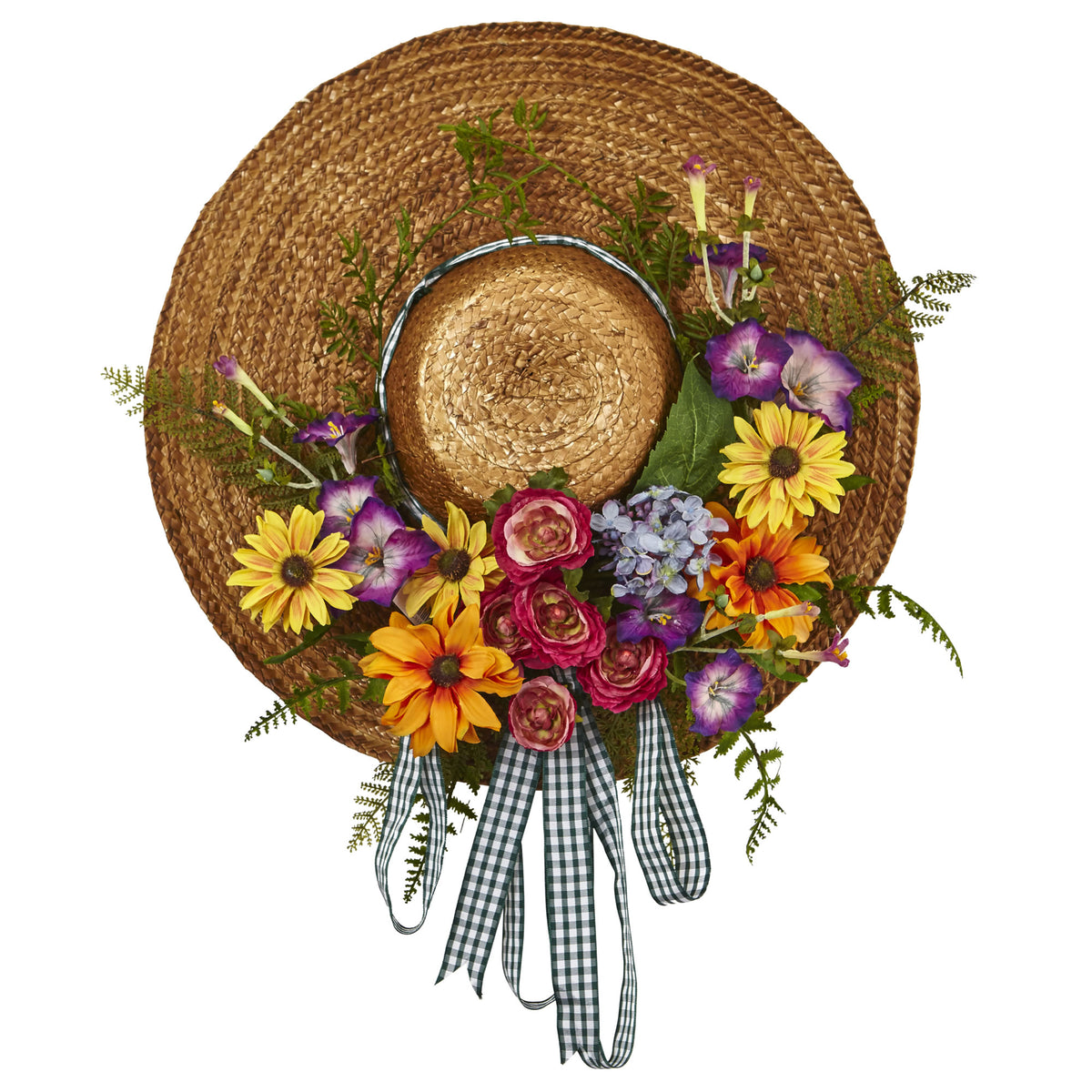 18" Mixed Floral Hat Wreath by Nearly Natural
