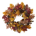 24" Oak Leaf Acorn Pine Cone Wreath by Nearly Natural