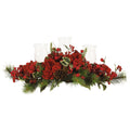 30" Holiday Hydrangea Candelabrum by Nearly Natural in Red/Green