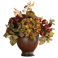 12" Autumn Hydrangea w/Round Vase by Nearly Natural in NA