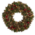 15" Holiday Artificial Wreath with Pine Cones and Ornaments by Nearly Natural