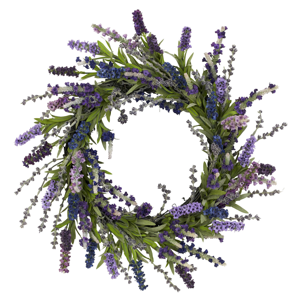 20" Lavender Wreath by Nearly Natural in Purple