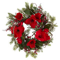 24" Amaryllis Wreath by Nearly Natural