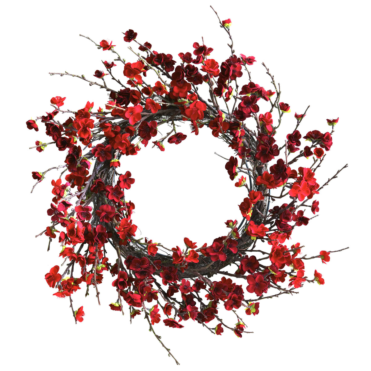 24" Plum Blossom Wreath by Nearly Natural
