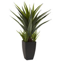 30" Agave w/Black Planter by Nearly Natural
