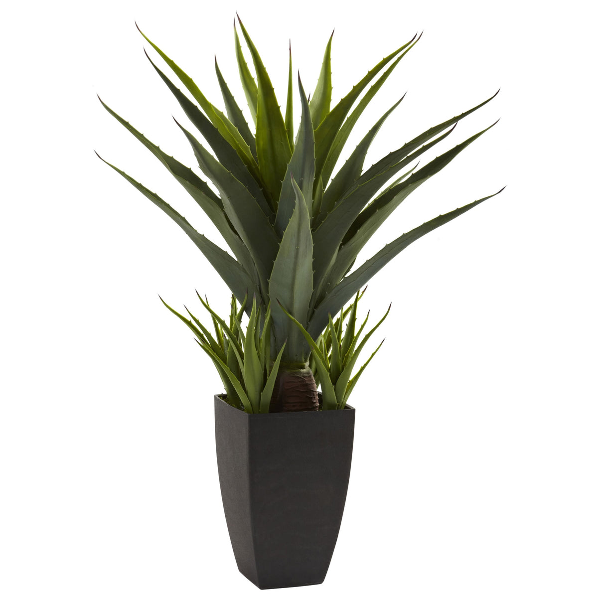 30" Agave w/Black Planter by Nearly Natural