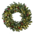 30" Wreath w/7 Cones 210 tips & 100 Clear Lights by Nearly Natural