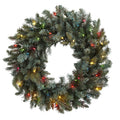 30" Wreath w/180 Tips & 50 lights by Nearly Natural