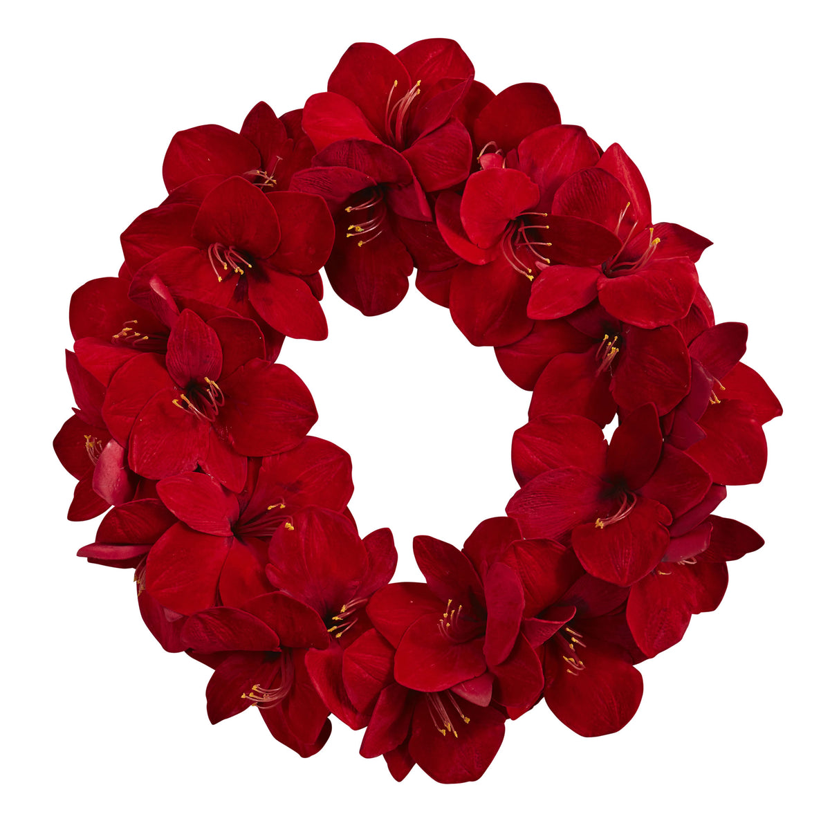 22" Amaryllis Wreath by Nearly Natural