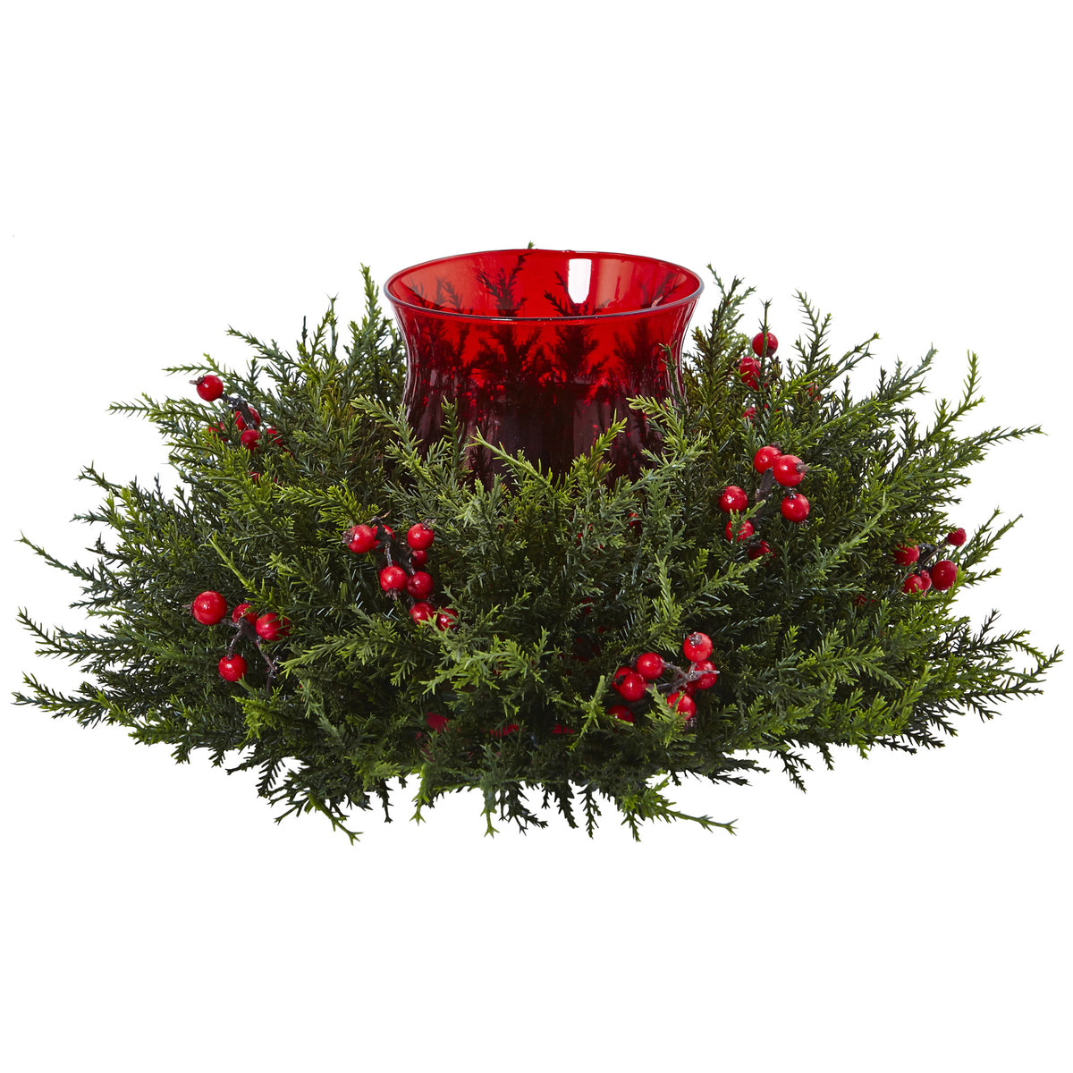 6.5" Cedar Berry Candelabrum by Nearly Natural