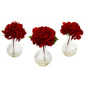 12" HYDRANGEA IN GLASS VASE by Nearly Natural