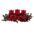 30" Poinsettia & Berry Triple Candelabrum by Nearly Natural in NA