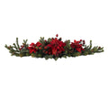 36" Poinsettia & Berry Centerpiece by Nearly Natural in NA