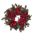 24" Poinsettia & Berry Wreath by Nearly Natural in NA