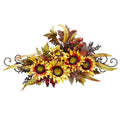 27" Sunflower Swag w/Metal Frame by Nearly Natural in Yellow