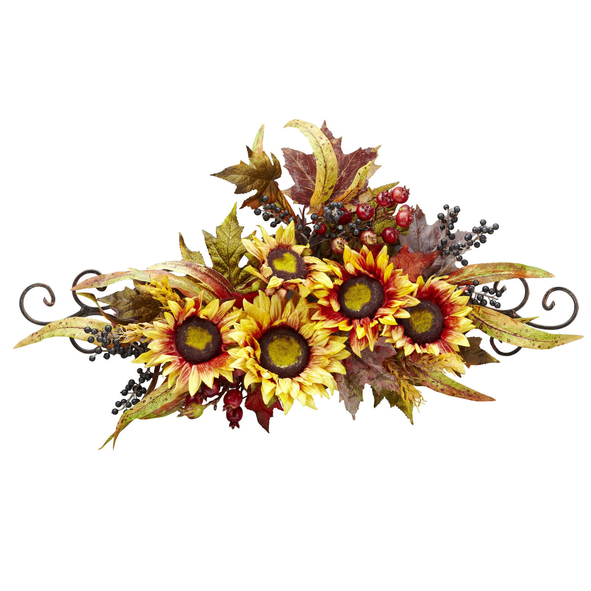 27" Sunflower Swag w/Metal Frame by Nearly Natural in Yellow