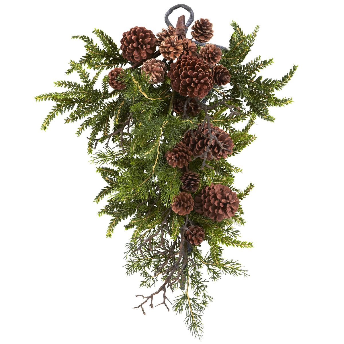 26" Pine & Pine Cone Teardrop by Nearly Natural