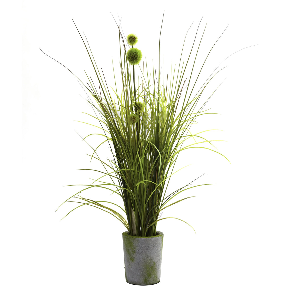 26" Grass & Dandelion w/Cement Planter by Nearly Natural