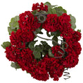 17" Geranium Artificial Wreath by Nearly Natural