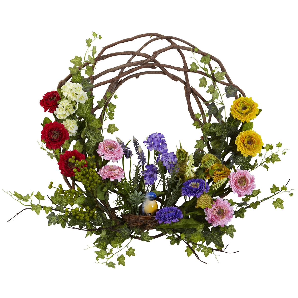 22" Spring Floral Wreath by Nearly Natural