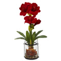 24" Amaryllis w/Vase by Nearly Natural