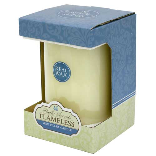 Flameless 4" x 6" Flat Top Ivory Wax Pillar Candle