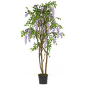 5' Wisteria Tree w/1354 Lvs & 26 Cluster Flrs Purple by Nearly Natural in Purple