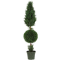 5' Cypress Ball and Cone Tree UV Resistant (Indoor/Outdoor) by Nearly Natural in Green