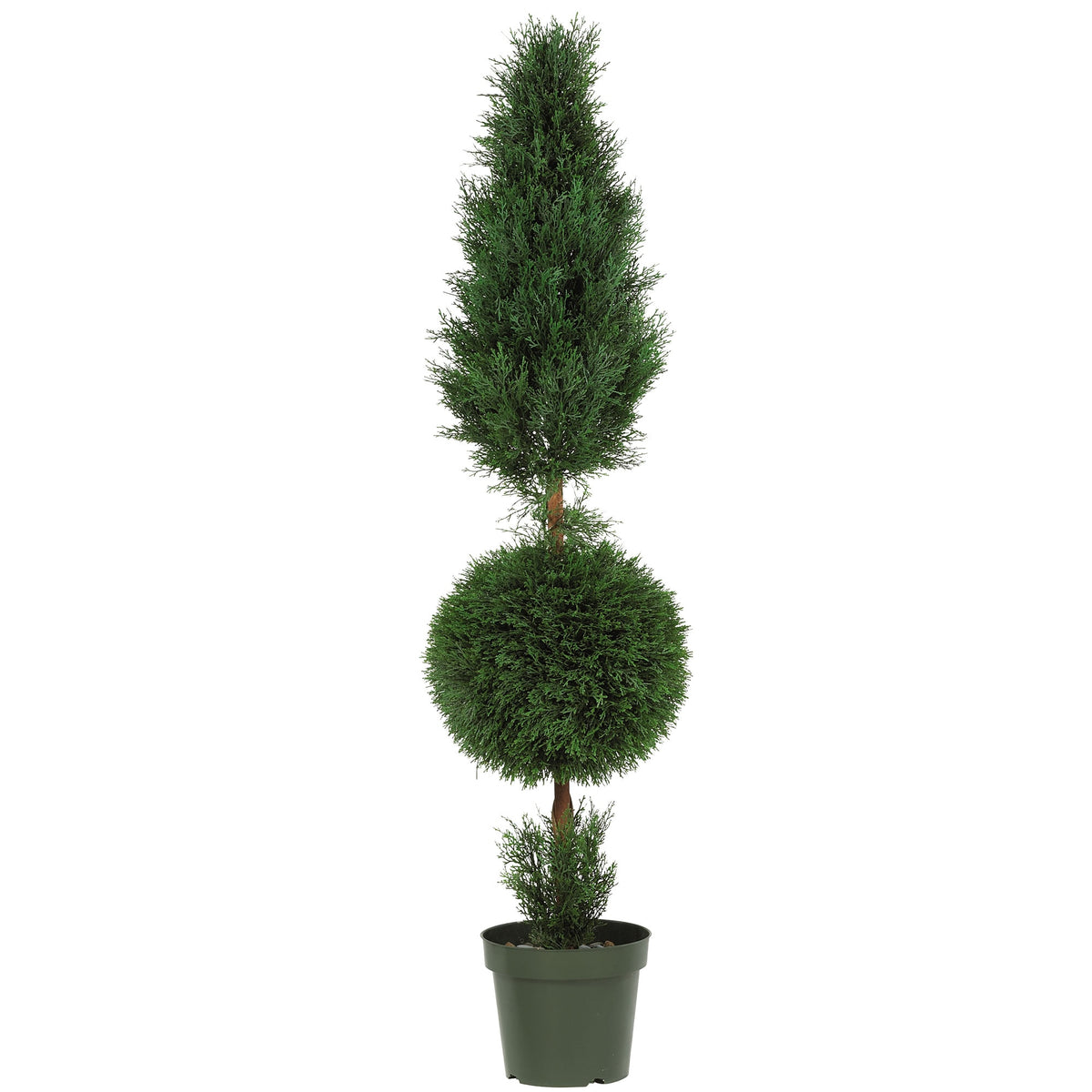 5' Cypress Ball and Cone Tree UV Resistant (Indoor/Outdoor) by Nearly Natural in Green