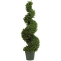 4' Rosemary Spiral Tree w/1512 Lvs (Indoor/Outdoor) by Nearly Natural in Green