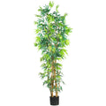 7' Fancy Bamboo Tree w/2275 Lvs by Nearly Natural in Green