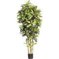 6' Croton Tree w/510 Lvs by Nearly Natural in Green