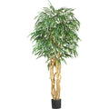 6' Weeping Ficus Tree w/1008 Lvs by Nearly Natural in Green