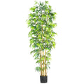 7' Multi Bambusa Bamboo Tree w/2275 Lvs by Nearly Natural in Green